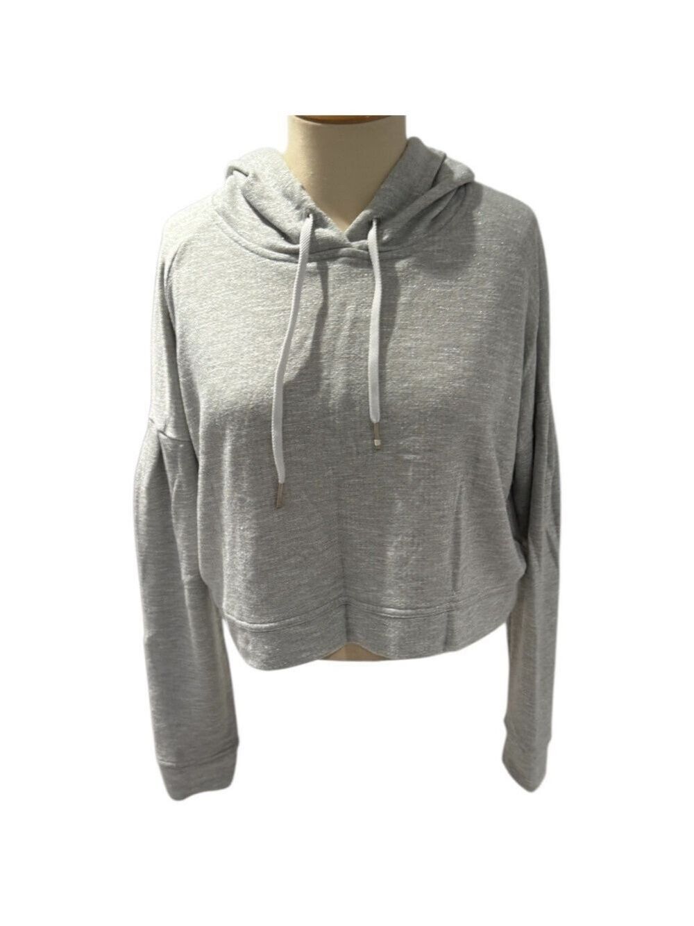 ALALA grey sparkle boxy cropped hoodie sweatshirt - size small